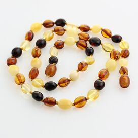Multi BEANS Baltic amber knotted necklace 48cm