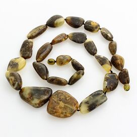 Large dark beads Baltic amber kntted necklace 63cm