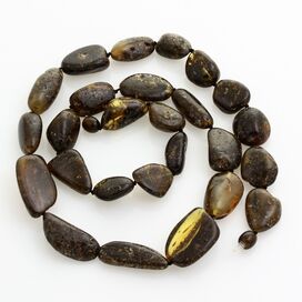 Large dark beads Baltic amber kntted necklace 63cm