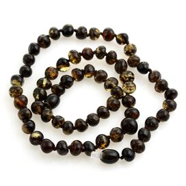 Dark BAROQUE beads Baltic amber necklace 46cm
