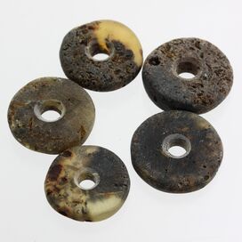 5 Raw Donut shape Baltic amber pendant medallions