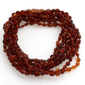 10 Cognac BEANS Baby teething Baltic amber necklaces 33cm
