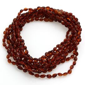 10 Cognac BEANS Baby teething Baltic amber necklaces 36cm