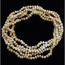 5 Raw White BAROQUE Baltic amber adult necklaces 46cm