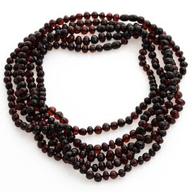 5 Cherry BAROQUE beads Baltic amber adult necklaces 46cm