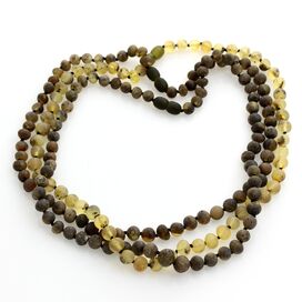 3 Raw Dark BAROQUE Baltic amber adult necklaces 48cm