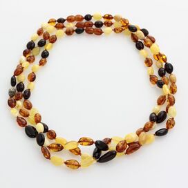 3 Multi BEANS Baltic amber adult necklaces 48cm
