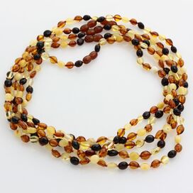 5 Multi BEANS Baltic amber adult necklaces 47cm