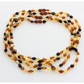 4 Multi BEANS Baltic amber adult necklaces 48cm