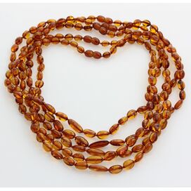 5 Cognac BEANS Baltic amber adult necklaces 49cm