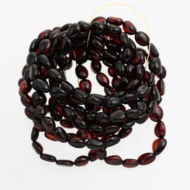 10 Cherry BEANS Baltic amber stretch bracelet 19cm