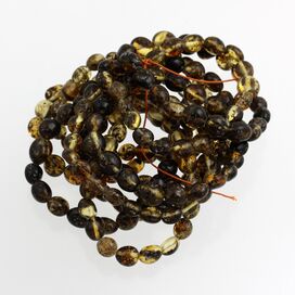 10 Dark BEANS Baltic amber stretch bracelet 19cm