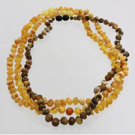 3 Butter BAROQUE Baltic amber adult necklaces 46cm