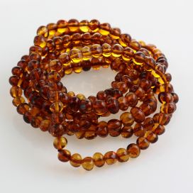 7 Cognac BAROQUE Baltic amber adult stretch bracelets 19cm