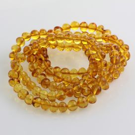 5 Honey BAROQUE Baltic amber adult stretch bracelets 19cm
