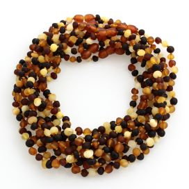 10 Raw Multi BAROQUE Baltic amber teething necklaces 36cm
