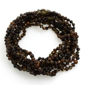 10 Dark BAROQUE teething Baltic amber necklaces 33cm