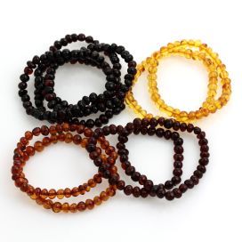 11 BAROQUE Baltic amber adult stretch bracelets 19cm