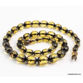 Genuine Faceted olive beads Baltic amber necklace 20in