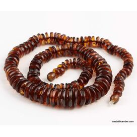 Cognac BUTTONS Baltic amber necklace 22in