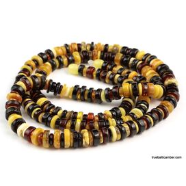 Multi BUTTONS Baltic amber long necklace 37in