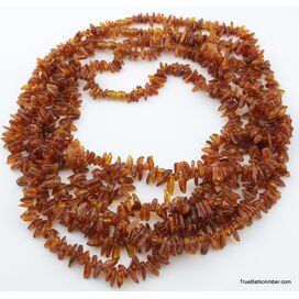Lot of 5 Baltic amber LONG CHIP beads necklaces