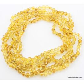 5 Lemon BAROQUE beads Baltic amber adult necklaces