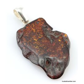 Nautral Baltic amber silver pendant
