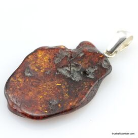 Nautral Baltic amber silver pendant