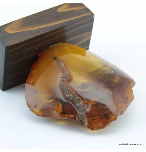 Vintage Baltic amber fossil stone w stand