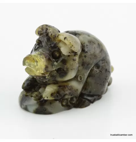 Carved Genuine BALTIC AMBER - Pig