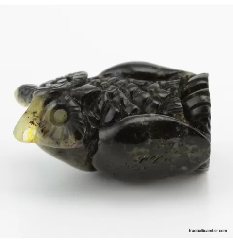 Carved Genuine BALTIC AMBER - Owl