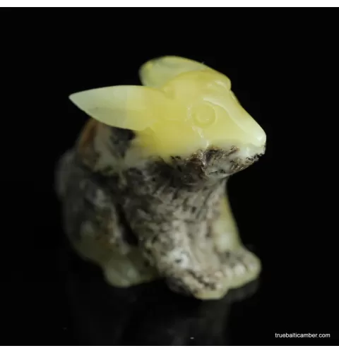 Carved Genuine BALTIC AMBER - Rabbit