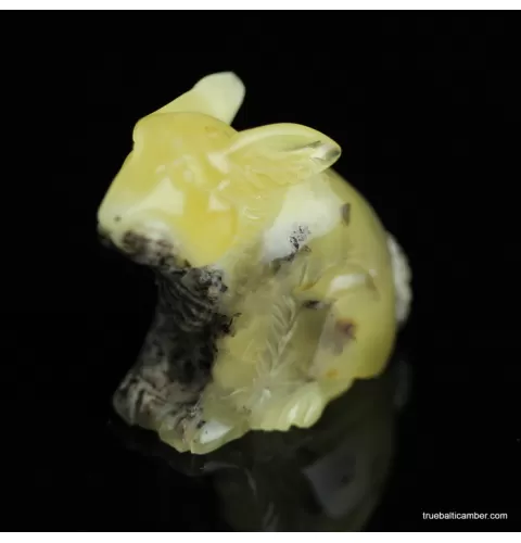 Carved Genuine BALTIC AMBER - Rabbit