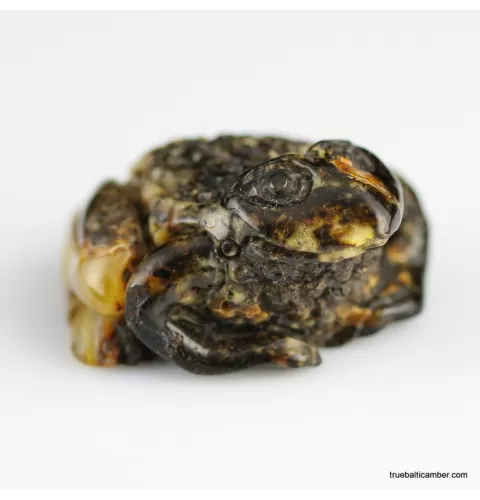 Carved Genuine BALTIC AMBER - Frog