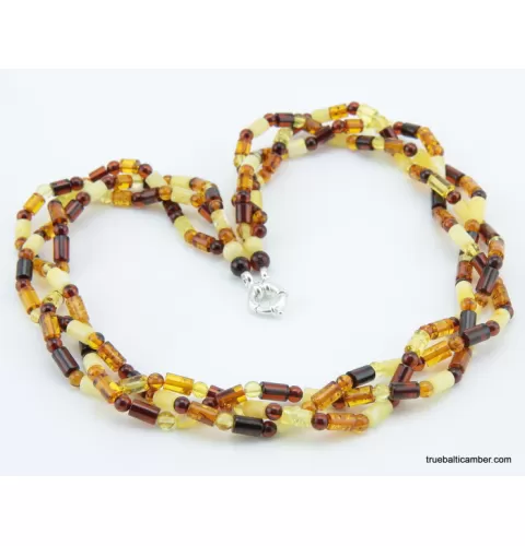 Woven multi-strand Baltic amber necklace 21in
