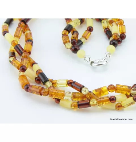 Woven multi-strand Baltic amber necklace 21in