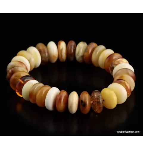 Unique buttons Baltic amber bracelet 7in