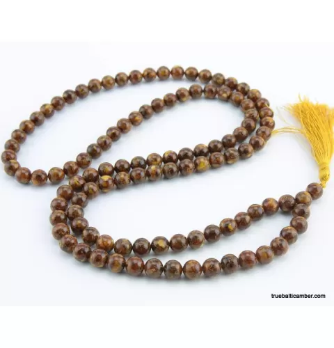 Tibetan Buddhist Mala Prayer 108 PRESSED Baltic amber beads