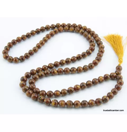 Tibetan Buddhist Mala Prayer 108 PRESSED Baltic amber beads