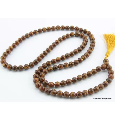 Tibetan Buddhist Mala Prayer 108 PRESSED Baltic amber beads