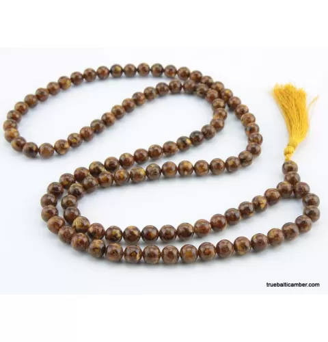 Tibetan Buddhist Mala Prayer 108 PRESSED Baltic amber beads