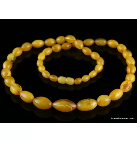 Vintage OLIVE beads Baltic amber necklace