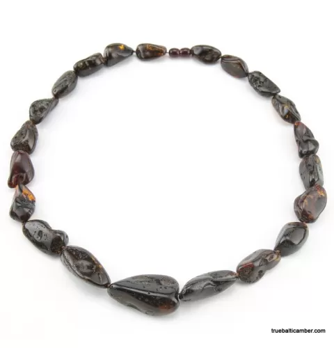 Large dark stones Baltic amber necklace