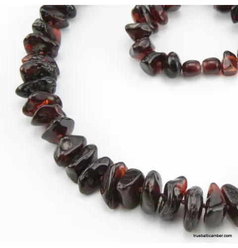 Large Ruby beads Baltic amber necklace