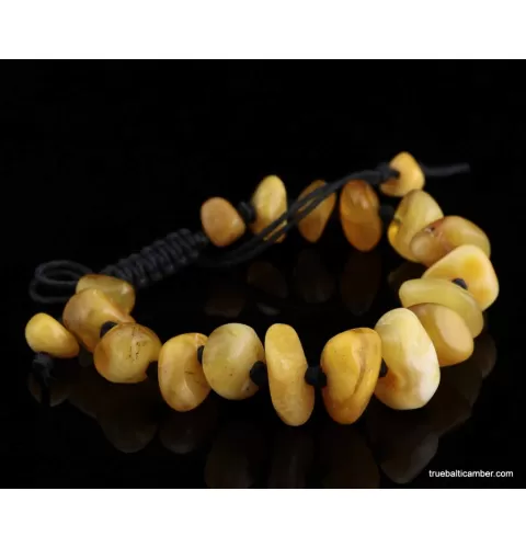 Vintage Egg Yolk beads Baltic amber bracelet 8in