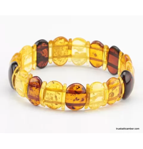 Multi pieces Baltic amber elastic bracelet