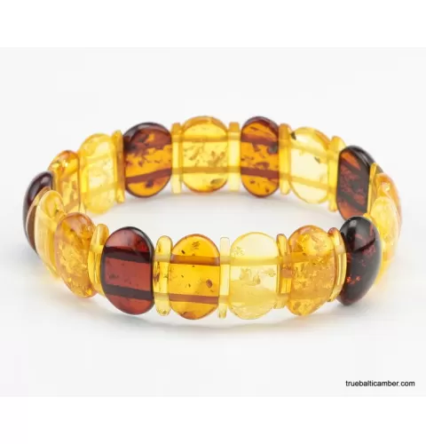 Multi pieces Baltic amber elastic bracelet