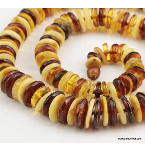 Multi BUTTONS Baltic amber necklace 24in