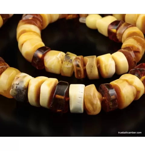 Vintage BUTTONS Baltic amber necklace 25in